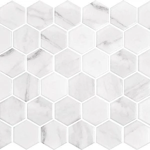  11/5"" X 13", 28" Miki - InkJet Mosaics Carrara White Matte 11" x 13" MCKW1003 Centura Hexagon Mosaic Tiles 