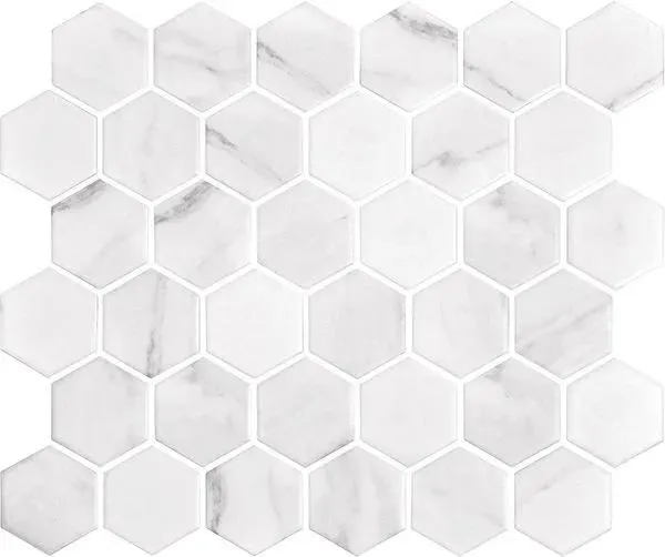 Miki - InkJet Mosaics Carrara White Matte 11" x 13" MCKW1003 Centura Hexagon Mosaic Tiles