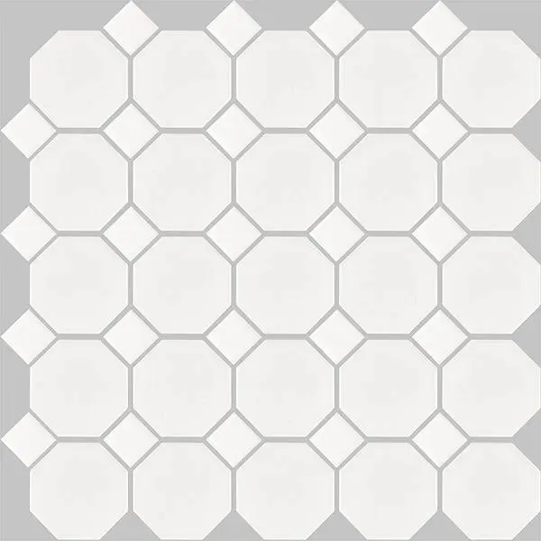 Basic Hexagon/Octagon Octagon White Satin 12" x 12" HXY010101 Centura Other Mosaic Tiles
