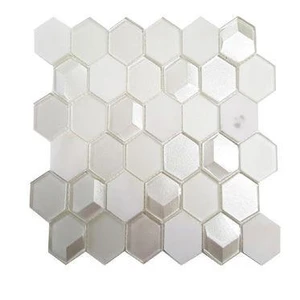Glass Mosaics Hexagon White Glossy 10" x 12" GL-669 Mono Serra Mono Serra Hexagon Mosaic Tiles | Floors & Baths Pro's
