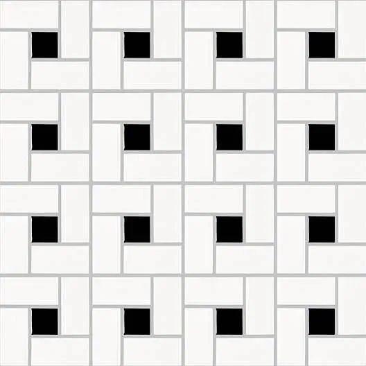Basic Hexagon/Octagon Spiral Black and White Satin 12" x 12" HPX2010004 Centura Square Mosaic Tiles