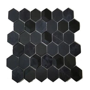  Studio Glass Mosaics Hexagon Black Glossy 10" x 12" GL-670 Mono Serra Mono Serra Hexagon Mosaic Tiles 