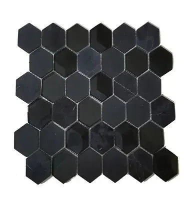 Glass Mosaics Hexagon Black Glossy 10" x 12" GL-670 Mono Serra Mono Serra Hexagon Mosaic Tiles