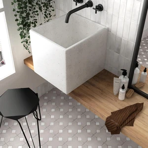 Image 3 of Kasbah Taco White Matte 1.25" x 1.25" KA28993 Centura Square Mosaic Tiles sold at Floors & Baths Pro's