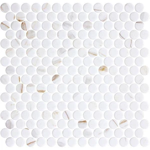  11/5"" X 13", 28" Penny Ecostone Matte Calacatta Gold 11" x 11" PE2005020 Centura Circle Mosaic Tiles 