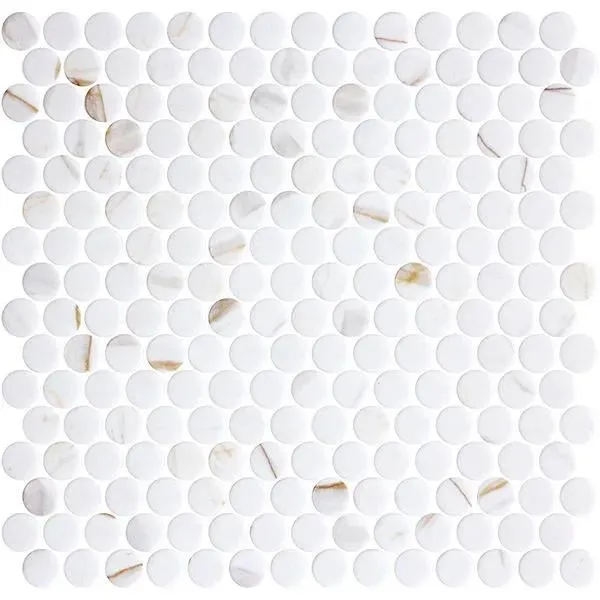 Penny Ecostone Matte Calacatta Gold 11" x 11" PE2005020 Centura Circle Mosaic Tiles