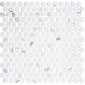 Image 2 of Penny Ecostone Matte Calacatta Gold 11" x 11" PE2005020 Centura Circle Mosaic Tiles sold at Floors & Baths Pro's