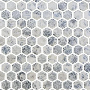 Image 2 of Craquele Azulao Blue 12" x 12" CRAZBLHEX Centura Hexagon Mosaic Tiles sold at Floors & Baths Pro's
