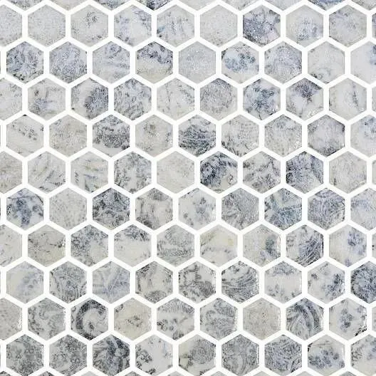 Craquele Azulao Blue 12" x 12" CRAZBLHEX Centura Hexagon Mosaic Tiles