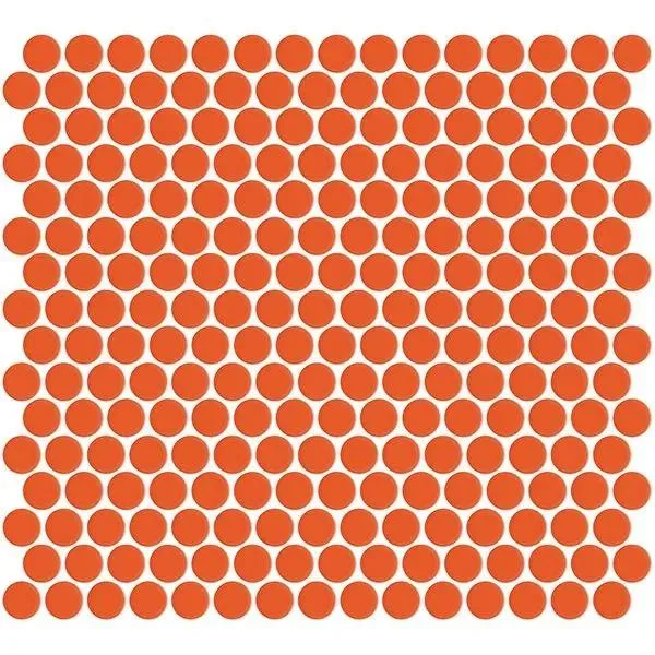 Penny Round Orange Glossy 12" x 12" MCP116 Centura Circle Mosaic Tiles