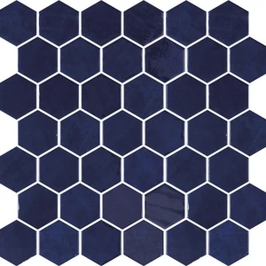  Nü Pür Zelik Blue Glossy 12" x 12" ZEBLHEX Centura Hexagon Mosaic Tiles 