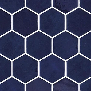 Image 2 of Zelik Blue Glossy 12" x 12" ZEBLHEX Centura Hexagon Mosaic Tiles sold at Floors & Baths Pro's