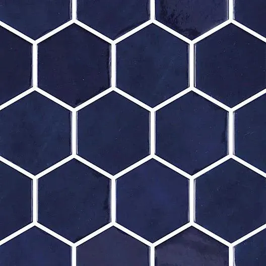 Zelik Blue Glossy 12" x 12" ZEBLHEX Centura Hexagon Mosaic Tiles