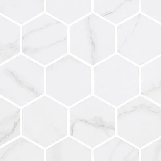Hex XL Ecostone Venato White Matte 12" x 12" VEWHHEX Centura Hexagon Mosaic Tiles
