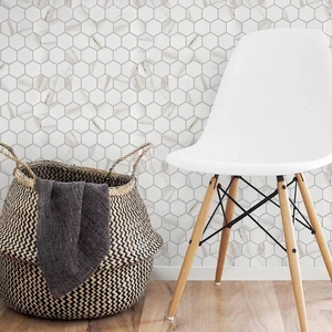 Image 3 of Miki - InkJet Mosaics Calacatta Matte 11" x 13" MCKT1001 Centura Hexagon Mosaic Tiles sold at Floors & Baths Pro's