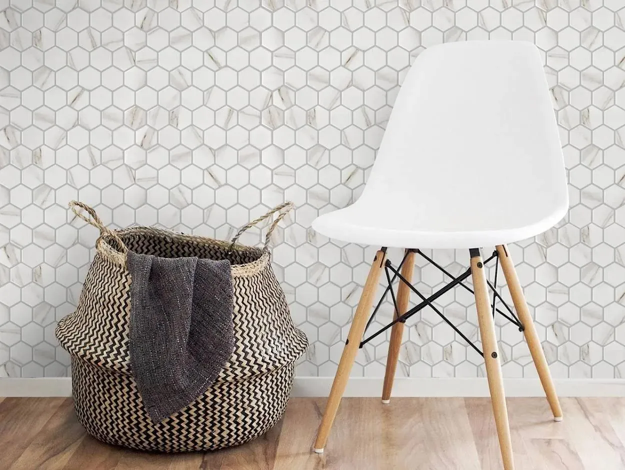 Miki - InkJet Mosaics Calacatta Matte 11" x 13" MCKT1001 Centura Hexagon Mosaic Tiles