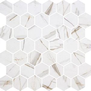 13" X 14/5"", 3" Hex XL Ecostone Calacatta Gold Matte 12" x 12" CAGOHEX Centura Hexagon Mosaic Tiles