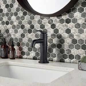 Image 2 of Hexagon Urban Tapestry Gray-Dark Glossy 11" x 13" SMOT-GLS-UT6MM MSI Surfaces Hexagon Mosaic Tiles sold at Floors & Baths Pro's
