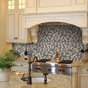 Image 5 of Hexagon Urban Tapestry Gray-Dark Glossy 11" x 13" SMOT-GLS-UT6MM MSI Surfaces Hexagon Mosaic Tiles sold at Floors & Baths Pro's
