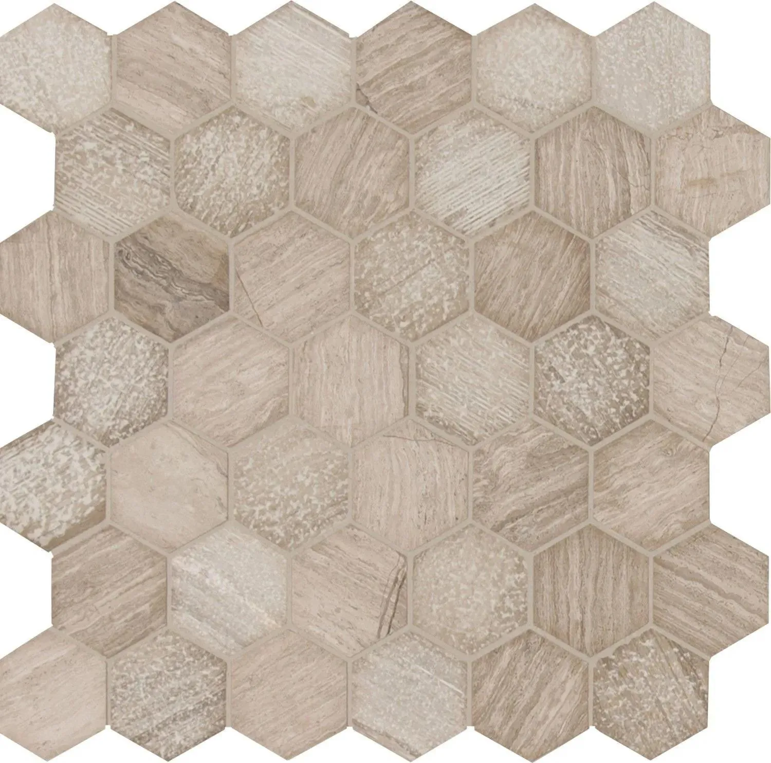 Hexagon Honeycomb Gray-Light Multi Finish 11-3/4" x 12" SMOT-HONCOM-2HEX MSI Surfaces Hexagon Mosaic Tiles