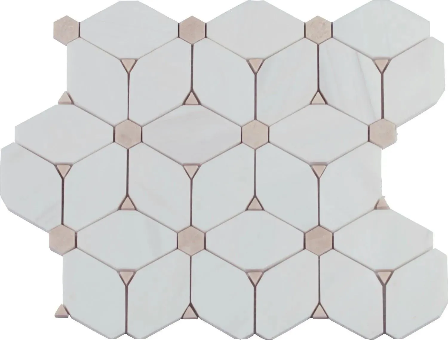 Hexagon Cecily White-Warm Polished 11" x 12-1/2" SMOT-CECILY-POL10MM MSI Surfaces Hexagon Mosaic Tiles