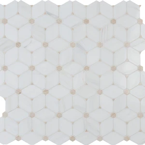 Image 4 of Hexagon Cecily White-Warm Polished 11" x 12-1/2" SMOT-CECILY-POL10MM MSI Surfaces Hexagon Mosaic Tiles sold at Floors & Baths Pro's