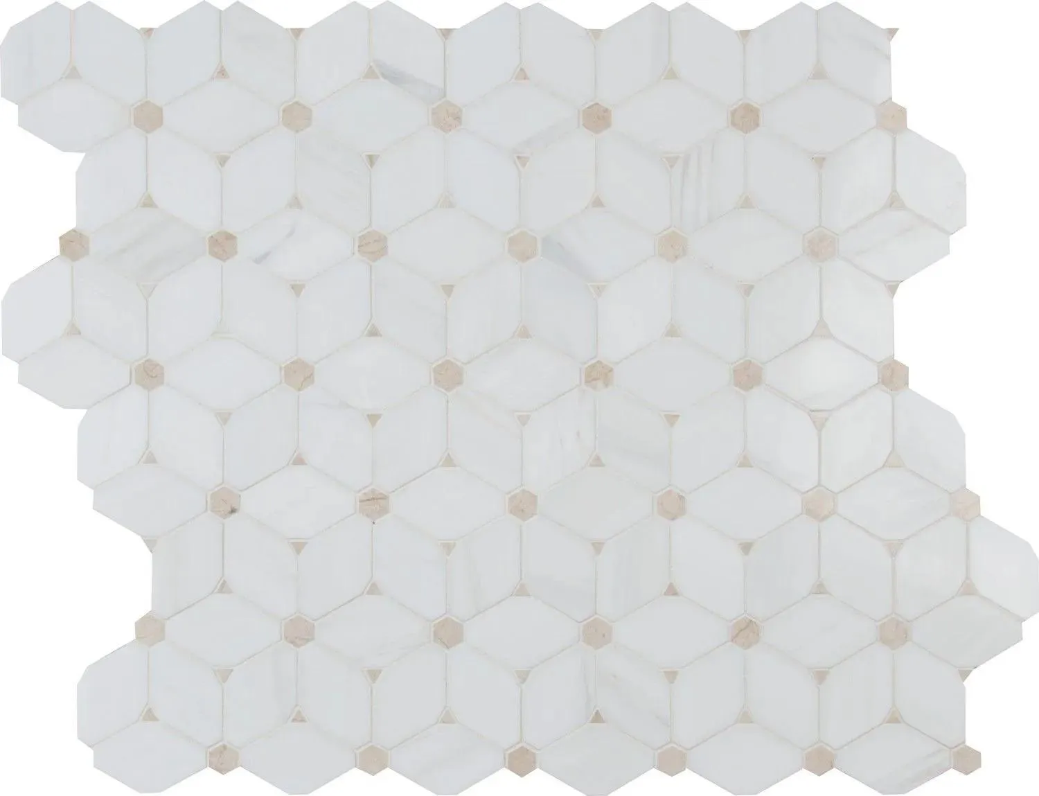 Hexagon Cecily White-Warm Polished 11" x 12-1/2" SMOT-CECILY-POL10MM MSI Surfaces Hexagon Mosaic Tiles