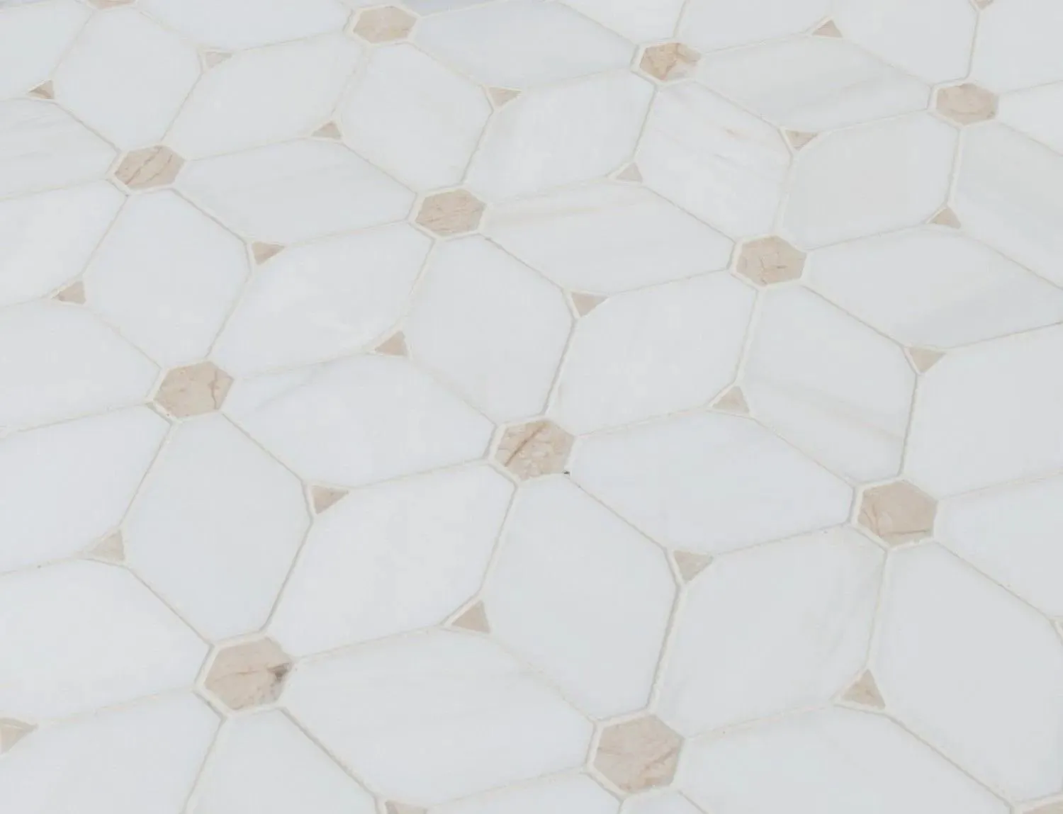 Hexagon Cecily White-Warm Polished 11" x 12-1/2" SMOT-CECILY-POL10MM MSI Surfaces Hexagon Mosaic Tiles