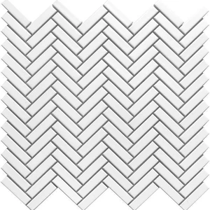  Herringbone Herringbone White Satin 12" x 12" HEWHITE Centura Rectangle Mosaic Tiles 