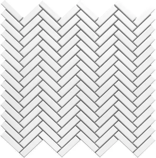 Herringbone White Satin 12" x 12" HEWHITE Centura Rectangle Mosaic Tiles