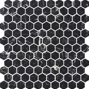 Hexagon Stones Nero Marquina Matte 12" x 12" HEXST3257 Centura Hexagon Mosaic Tiles | Floors & Baths Pro's