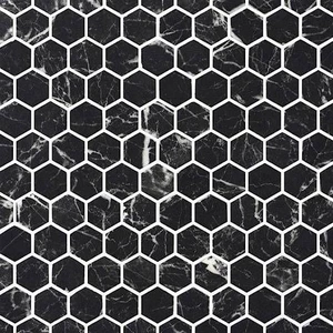 Image 2 of Hexagon Stones Nero Marquina Matte 12" x 12" HEXST3257 Centura Hexagon Mosaic Tiles sold at Floors & Baths Pro's