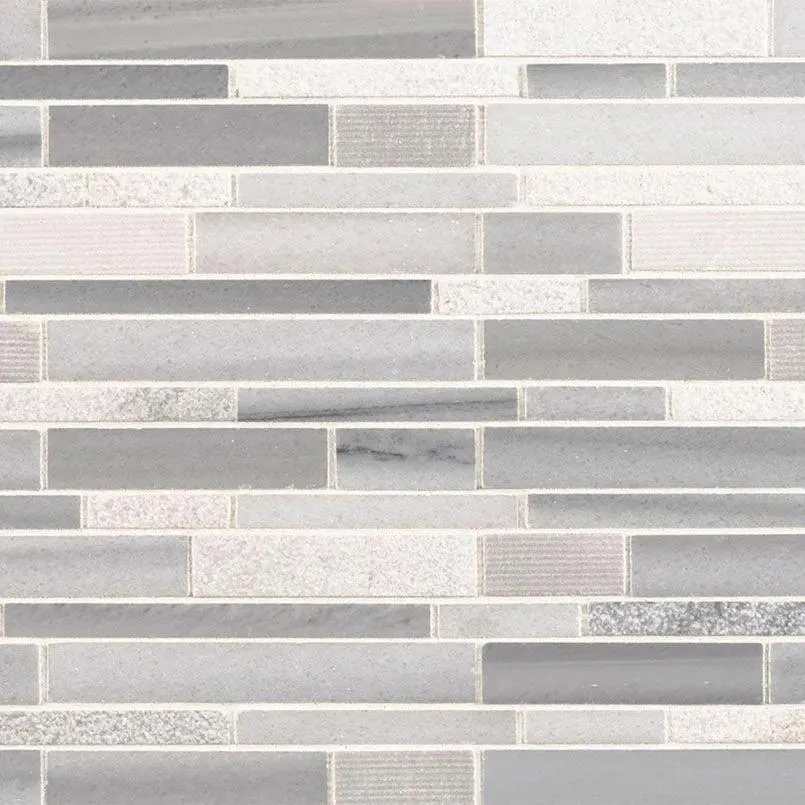 Bergamo Gray-Light Multi Finish 12" x 12" SMOT-BERGAMO-IP10MM MSI Surfaces Rectangle Mosaic Tiles