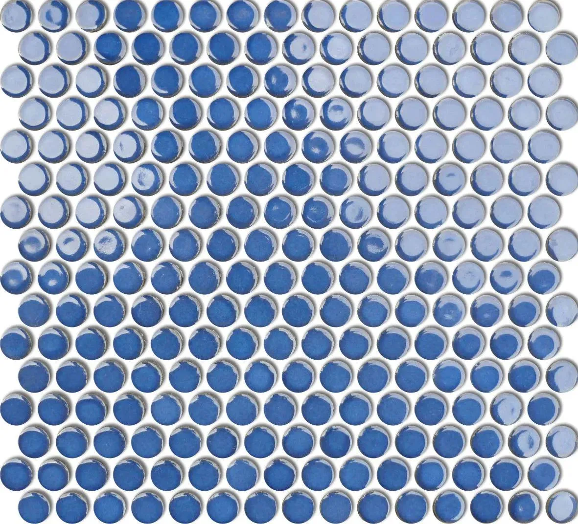 Penny Round Sailor Blue Glossy 12" x 12" BHL8020 Centura Circle Mosaic Tiles