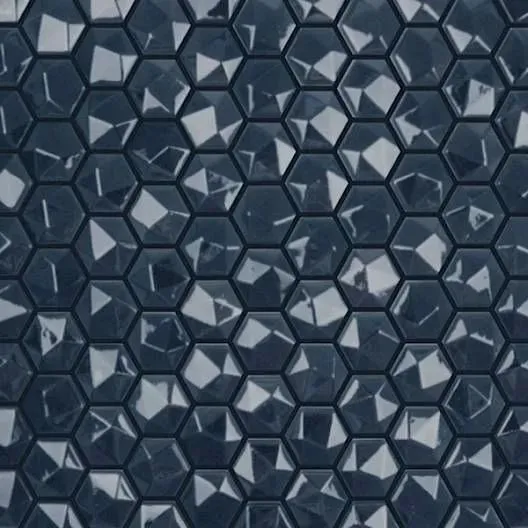 Edna Hexagon Dark Blue Glossy 12" x 12" HEX355D Centura Hexagon Mosaic Tiles