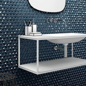 Image 3 of Edna Hexagon Dark Blue Glossy 12" x 12" HEX355D Centura Hexagon Mosaic Tiles sold at Floors & Baths Pro's
