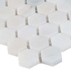 Image 3 of Hexagon Greecian White-Cool Polished 11-1/2" x 12" SMOT-GRE-1HEXP MSI Surfaces Hexagon Mosaic Tiles sold at Floors & Baths Pro's