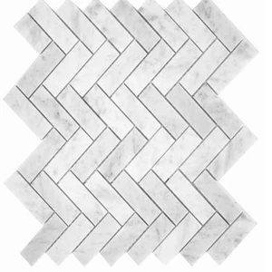  Designer Choice Designer Choice Carrara Herringbone Glossy 12-3/4" x 13-1/16" LG-434 Mono Serra Mono Serra Rectangle Mosaic Tiles 
