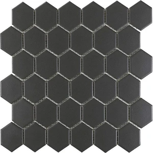  Loft Mosaics Black Hexagon Matte 12" x 12" MS-115 Mono Serra Mono Serra Hexagon Mosaic Tiles 