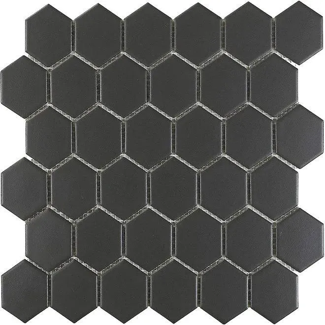 Mosaics Black Hexagon Matte 12" x 12" MS-115 Mono Serra Mono Serra Hexagon Mosaic Tiles