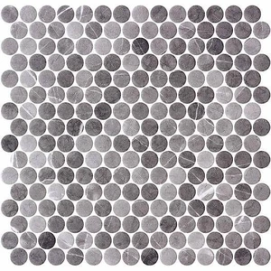 Image 2 of Penny Ecostone Matte Grafito 11" x 11" PE2005018 Centura Circle Mosaic Tiles sold at Floors & Baths Pro's