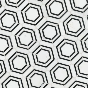 Image 3 of Hexagon Georama Nero White-Cool Polished 12-1/2" x 14-1/2" SMOT-GEORAMA-NEROP MSI Surfaces Hexagon Mosaic Tiles sold at Floors & Baths Pro's