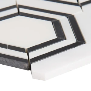 Image 4 of Hexagon Georama Nero White-Cool Polished 12-1/2" x 14-1/2" SMOT-GEORAMA-NEROP MSI Surfaces Hexagon Mosaic Tiles sold at Floors & Baths Pro's