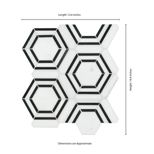 Image 5 of Hexagon Georama Nero White-Cool Polished 12-1/2" x 14-1/2" SMOT-GEORAMA-NEROP MSI Surfaces Hexagon Mosaic Tiles sold at Floors & Baths Pro's