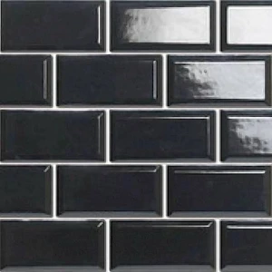 Image 2 of Castle Black Glossy 12" x 12" HE6421V Centura Rectangle Mosaic Tiles sold at Floors & Baths Pro's
