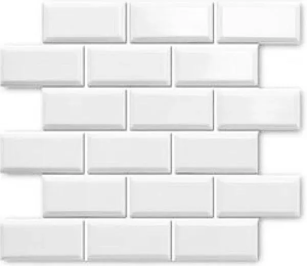 Castle White Glossy 12" x 12" HE6470V Centura Rectangle Mosaic Tiles