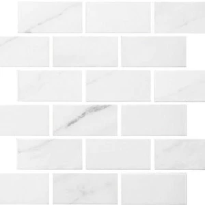  Ethereal Miki - InkJet Mosaics Carrara White Matte 11" x 12" MEKW1003 Centura Rectangle Mosaic Tiles 
