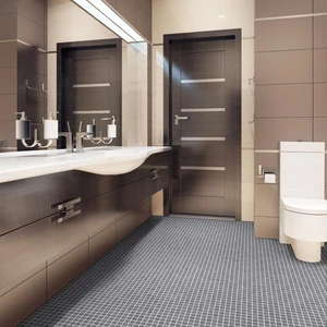 Image 3 of NatureGlass Matte Dark Grey 12-1/4" x 12-1/4" 2003472 Centura Square Mosaic Tiles sold at Floors & Baths Pro's