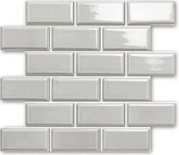 Castle Grey Glossy 12" x 12" BHE02118V Centura Rectangle Mosaic Tiles