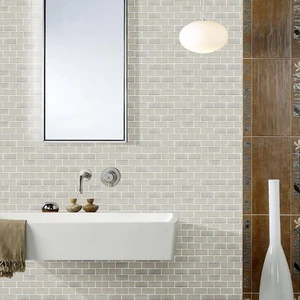 Image 3 of Castle Grey Glossy 12" x 12" BHE02118V Centura Rectangle Mosaic Tiles sold at Floors & Baths Pro's